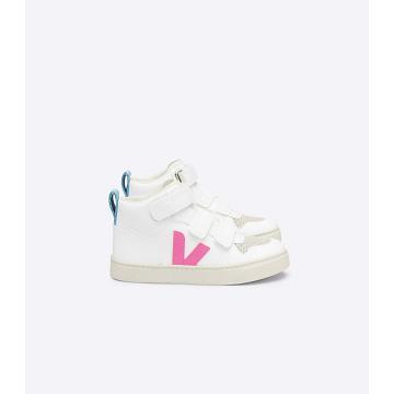 White/Blue/Pink Kids' Veja V-10 MID CWL High Tops | AU 706OKI